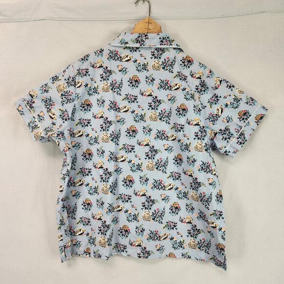 Vera Bradley Blue Hedgehog Pajama Shorts Set Women's XL Short Sleeve Button Up - Picture 2 of 14